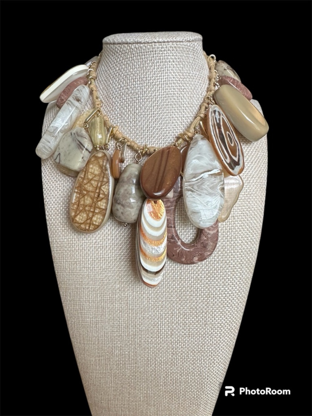 Chico's Multi-Stone Pendant Necklace in Beige, Cream and Brown - Picture 9 of 10